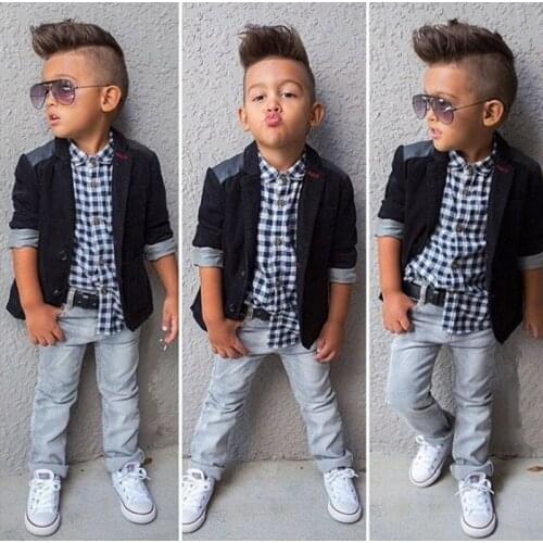Spring Autumn Fashion Baby Boys Clothing Set Children Casual Gentleman Costume Coat+Shirt+Pants 3 Piece Sets 2 3 4 5 6 7 Years