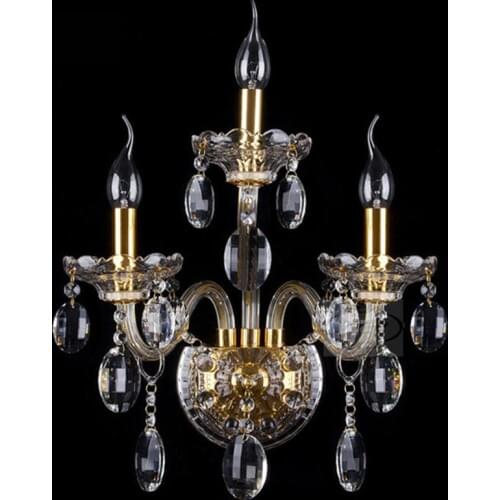 Villa Large crystal wall lamp gold led wall candle lighting luminaria bedroom Modern led bedside lamp aisle hotel led wall light