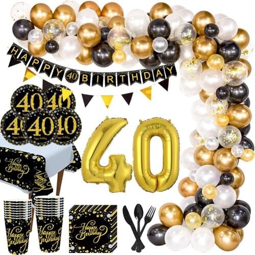 Black Gold Balloon Set Happy Birthday 40 Years Balloons 40 years Birthday Decoration Cheers to 40 Years Birthday Party Supplies
