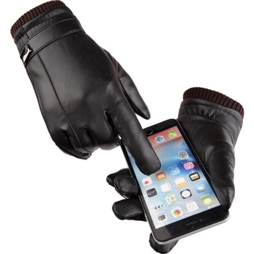 Weimostar Leather Gloves Touch Screen Sports Wear Windproof Mens Winter Gloves Keep Warm Outdoor