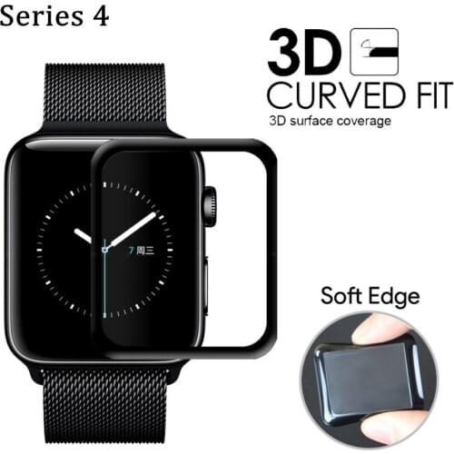 Screen Protector Film Full Cover 3D Curved Soft Edge Tempered Glass For Apple Watch 44mm 40mm Series 4 Watch band Accessories