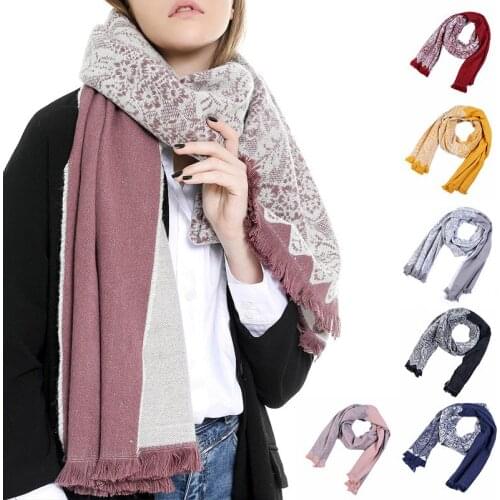 Womens Fall Pattern Tassel Scarf Warm Soft Muffler Fashion Accessories Winter -OPK
