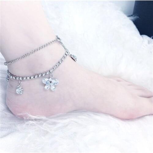 Woman fashion zircon crystal anklet elegant luxury sexy pendant jewelry leg pendant beach party jewelry