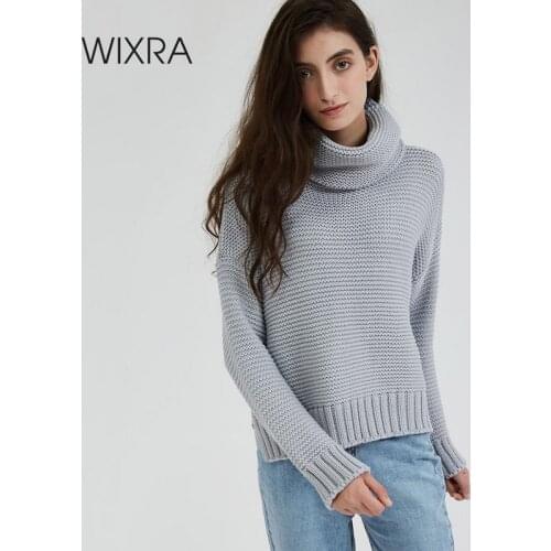 Wixra Chunky Sweater Women Turtleneck Womens Knitted Sweaters Autumn Winter For Women Warm Pull Jumper Female