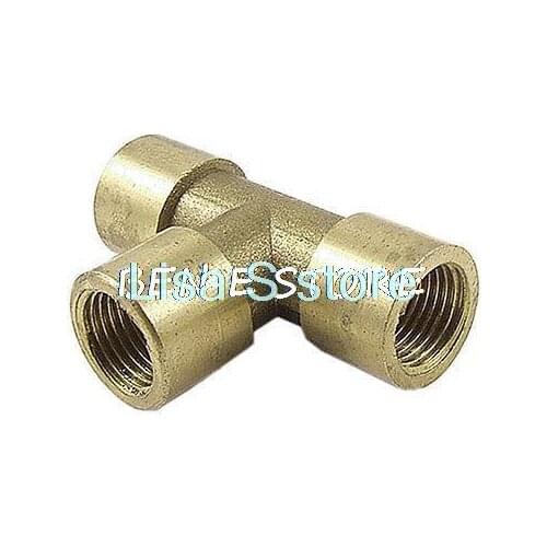 1/3" Female Thread Water Fuel Pipe Brass T Type Equal Tee Connector Coupler