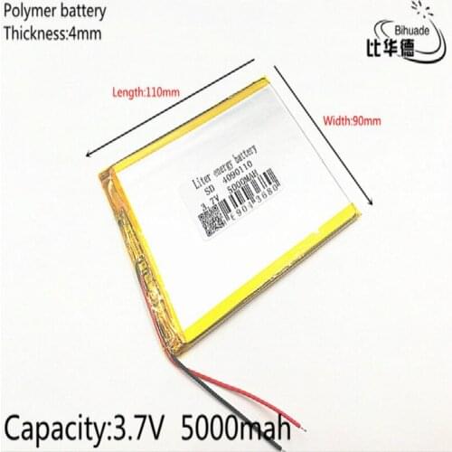 1pcs/lot 3.7V,5000mAH 4090110 (polymer lithium ion battery) Li-ion battery for tablet pc 7 inch 8 inch 9inch tablet PC MID