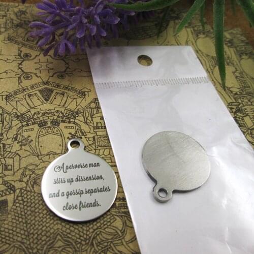 20pcs--"A perverse man stirs up dissension..."stainless steel charms styles for choosing DIY Charms Bible gold sentence