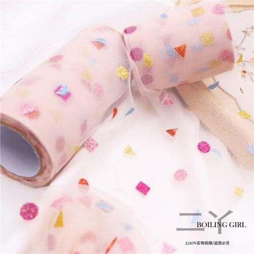 10 yards Glitter Geometric Printed Organza Ribbon for Diy Handmade Bowknot Hairpin Accessories Gift Bouquet Packaing Material