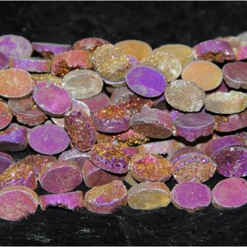 13x18mm Face Treated Purple Druzy DIY Stone Beads Titanium Plated Drusy Pendant Teardrop/Waterdrop Shape Pendant Necklace