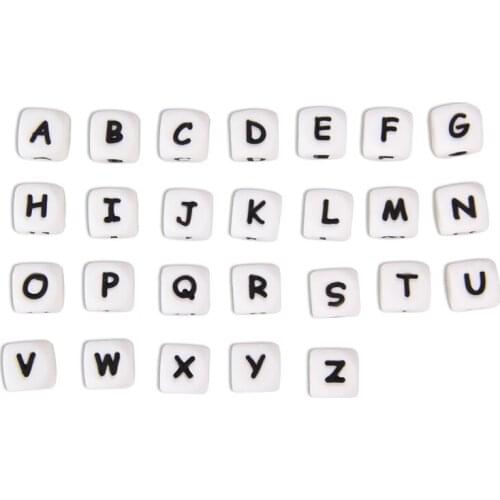 26pc Alphabet Letter Food Grade Silicone Chewing Beads for Teething Necklace in 26 letters BPA Free FDA Silicone Letter Beads