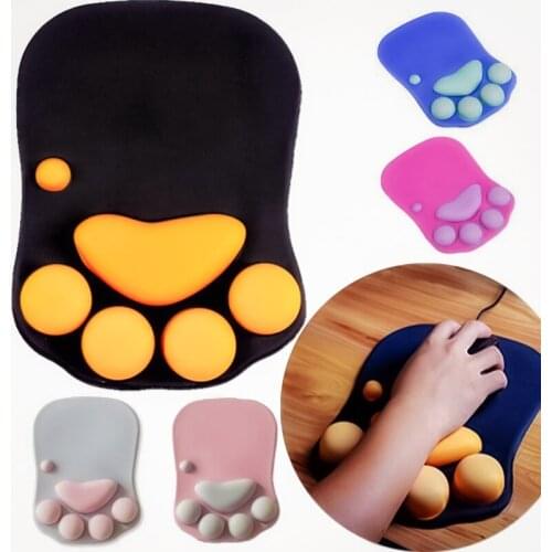 3D Cute Mouse Pad Soft Cat Paw Mouse Pads Wrist Rest Support Comfort Silicon Memory Foam Pad For Tablet PC Laptop Mouse Parts