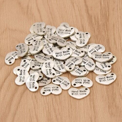 50PCS DIY Handmade With Love Metal Tags For Women DIY Sewing Garment Crafts Labels Decoration Accessories