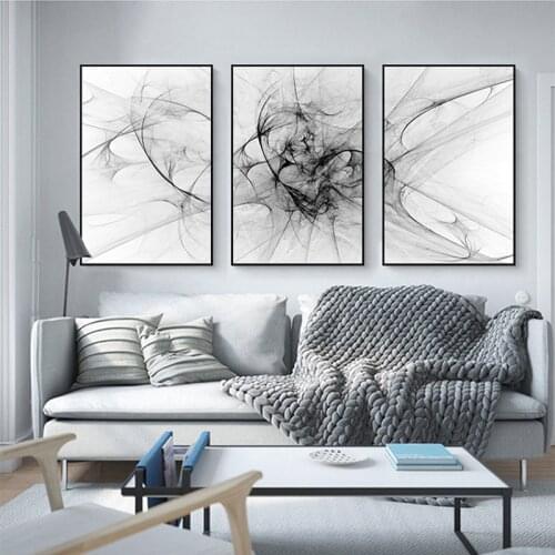 Nordic Minimalist Abstract Line Canvas Paintings Black and White Posters Prints Wall Art Pictures Living Room Hotel Decoration