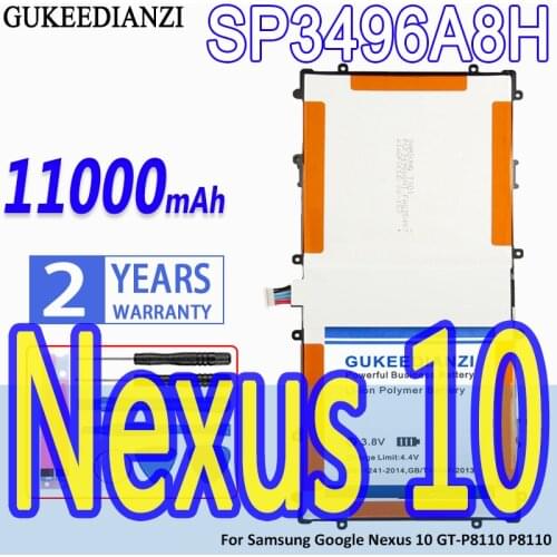 High Capacity GUKEEDIANZI Battery SP3496A8H 11000mAh For Samsung Google Nexus 10 GT-P8110 P8110 Nexus10