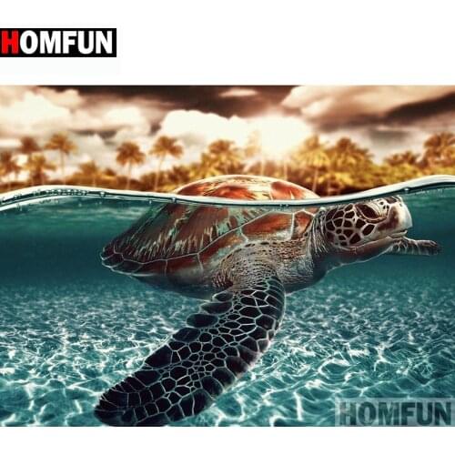 HOMFUN Full Square/Round Drill 5D DIY Diamond Painting "Animal sea turtle" Embroidery Cross Stitch 5D Home Decor Gift A14504