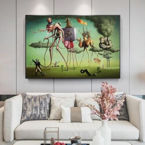 "The American Dream" By Salvador Dali Canvas Posters Famous Artwork Reproduction Abstract Oil Paintings Wall Art Cuadro Pictures