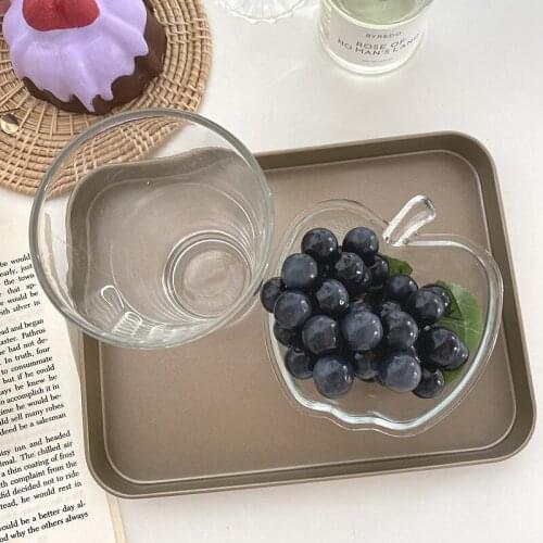 Apple Transparent Salad Plate Glass Fruit Snack Plate Cereal Milk Breakfast Bowl Gourmet Matching Tableware