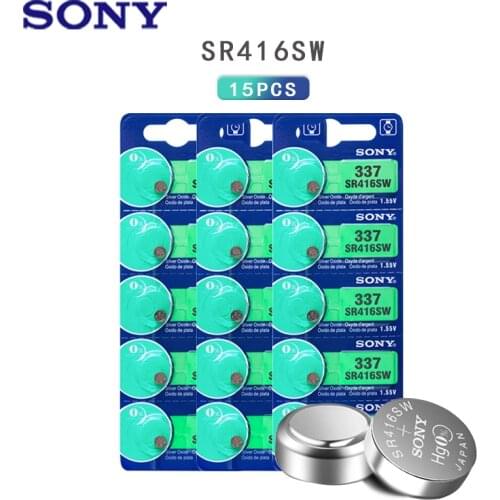 15pcs/lot Sony Original 1.55V 337 SR416SW Silver Oxide Watch Battery 337 SR416SW Button Coin Cell For Watch Electric Toys