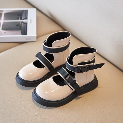 Autumn Kids Ankle Leather Shoes Vintage Baby Girls Children Fashion Cross Strap Sandals Boys Black Single Shoes 2021 New G133