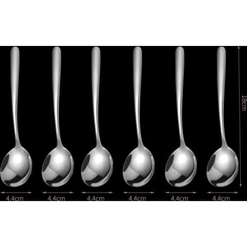 Dessert Spoon Set 6/12/18/24/30 Pcs Stainless Steel Scoop Shape/Round Food grade Coffee ice cream Candy tea spoon Tableware