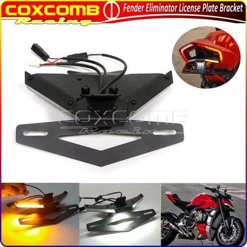 For Ducati Streetfighter V4 V4S V2 2020-UP Motorbike LED Light Rear Tail Tidy Fender Eliminator Bracket Kit License Plate Holder