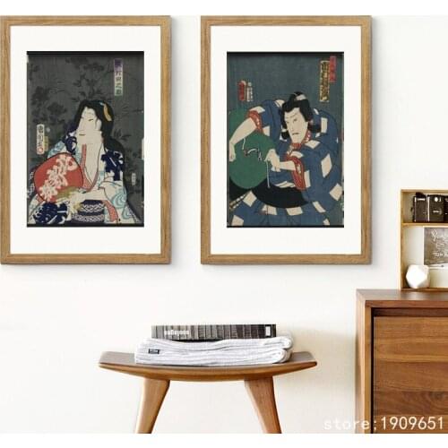 Cotton no frame Japan style Japanese yamato-e man canvas printings oil painting printed on cotton wall art decoration picture