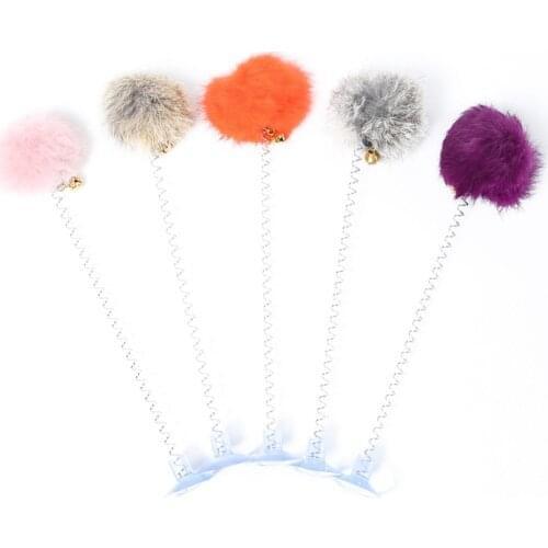 Cat Teaser Plush Cat Spring Wand Kitten Toy Ball with Sucker Bell Spring Wand Toy Ball With Sucker Bell Pet Supplies Pet Toys