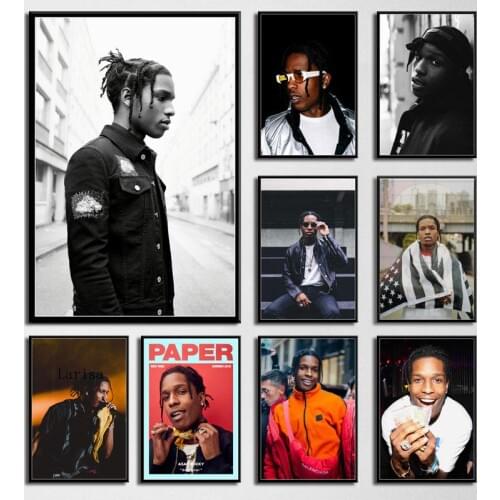 Asap Rocky Rap Music Star Hip Hop Rapper Poster Fashion Model Wall Art Canvas Painting Portrait Pictures for Home Decoration
