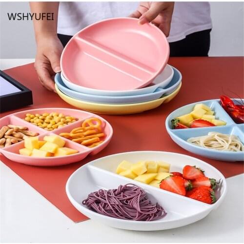 Nordic Creative Home Ceramic Dinner Plate Slimming Festival Three Grid Four Grid Breakfast Plate for Adults and Children