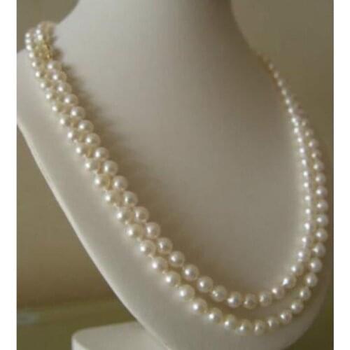 Classic 9-10 mm natural round south sea white pearl necklace 38 inch 14k