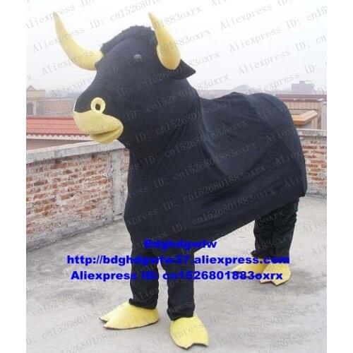 Black Buffalo Kerbau Bison Ox Bull Cow For Two People Mascot Costume Cartoon Character The Public Holidays Greet Guests zx1038