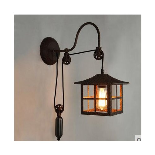 Loft creative American country Nordic modern minimalist lighting retro bedroom bedside lamp wall lamp iron single head ZA