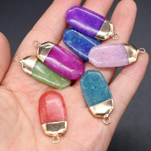 Natural Stone Pendant Rectangle shape Semi-Precious Exquisite Charm for Jewelry Making DIY Necklace Earrings Accessories