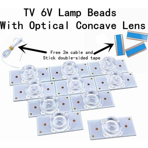 30pcs 6V lamp Suitable For 32-65 Inch LED Backlight TV Rpair Light Strip Accessories 6V SMD Lamp Beads Concave Rise