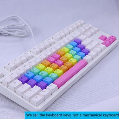 PBT Mechanical Keyboard Keycap 87 Keys Game Translucent Keyboard Caps MX Axis Keycaps Cross Type Color OEM Height Pink Purple