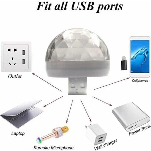 Mini USB Stage Light Led RGB Car Decoration Atmosphere Lamp DJ Modified Colorful Burst Car Voice Control Music Rhythm Lights