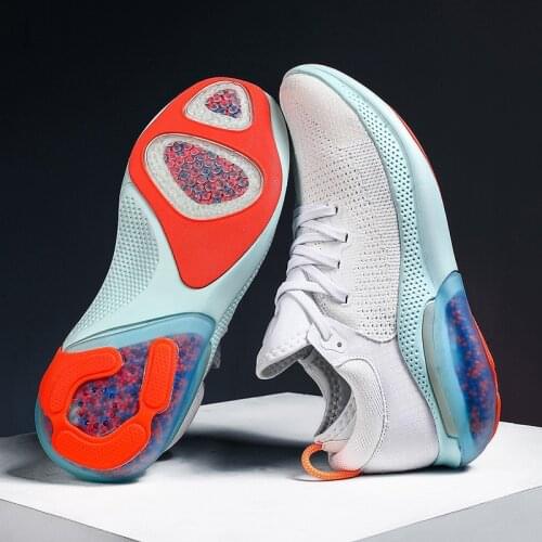 Mens Running Shoes Knitted Mesh Breathable Jogging Sneakers Full Palm Support Foam Cushion Outdoor Fitness Athletics Footwear