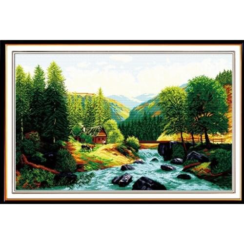 Bridge River Home cross stitch kit 18ct 14ct 11ct count printed canvas stitching embroidery DIY handmade needlework