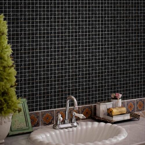 10PCS Brick Tile Stickers For Bathroom Kitchen Wallpaper Waterproof Black Self-adhesive DIY Wall Sticker Home Decor Decal
