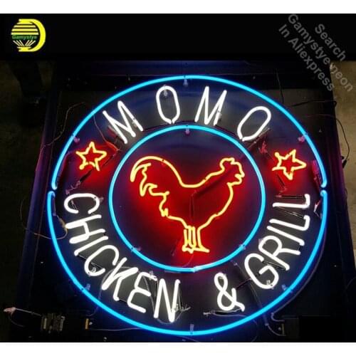 Neon Sign for Momo Chicken in Bethesda Neon Bulbs sign Grill Shop Display Handmade Glass tube neon lights for sale Bar Pub Light