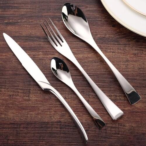 Stainless Steel Steak Knife Fork Spoon Tableware Set Zero Waste Table Cutlery Silver Dinnerware Set Kitchen Device Sets Gift