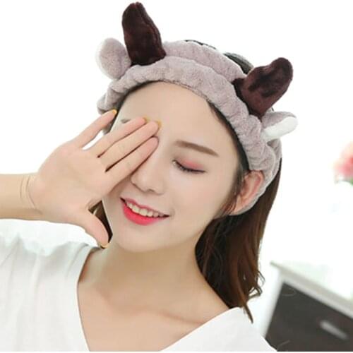 New Wash Face Hair Holder Soft Warm Coral Fleece Bow Animal Ears Adjustable Hairbands Women Fashion Cute Sweet Hairbands Turban