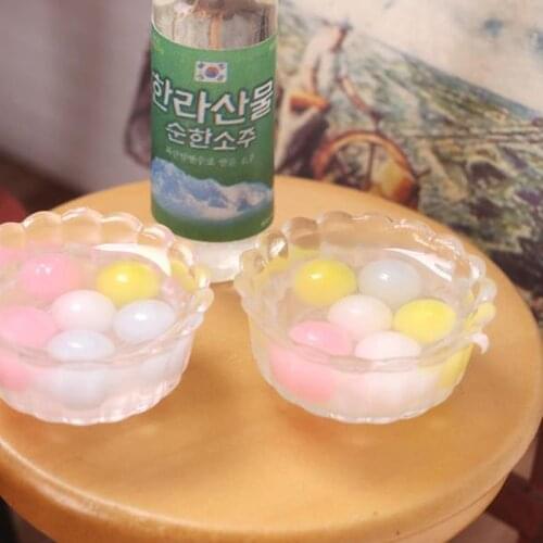 New Colorful 1Set Dollhouse Miniature Food Tangyuan Set For Kitchen Table Decoration Dollhouse Accessories Doll Pretend Food