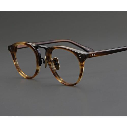 Handmade Titanium Acetate Glasses Frame Men Women Retro Round Circle Eyeglasses Transparent Optical Myopia Prescription Eyewear
