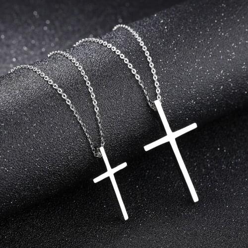 One pair of Lover Stainless steel Fashion Religious immanuel Cross Pendant Necklace Couple Gifts