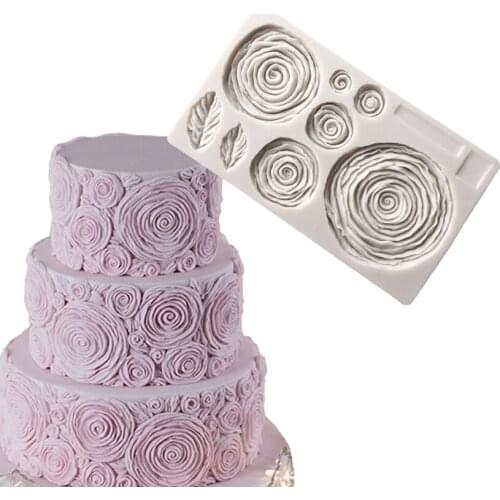 Wholesale 10 pcs/lot Rose Cake Side Silicone Mold Sugarcraft Cookie Cupcake Chocolate Baking Mold Fondant Cake Decorating Tools
