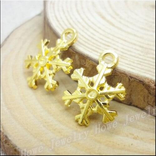 Wholesale 120PCS Gold-color Snowflake Charms Pendant Fit Bracelets Necklace DIY Metal Jewelry Making