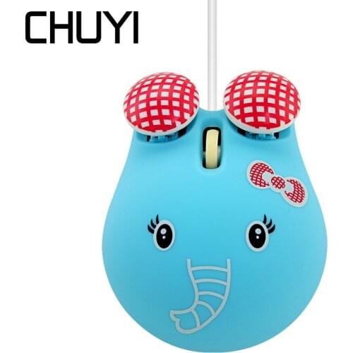 Wired Cute Mouse Mini Cartoon Elephant Design Computer Small Hand Mause 1600DPI USB Optical Creative Mice Kid Gift For Laptop PC