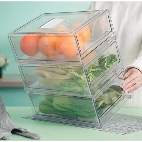 Transparent Organizer Sealed Stable Healthy Refrigerator Box Fruits Vegetable Storage Case Fridge Container High Quality Bin