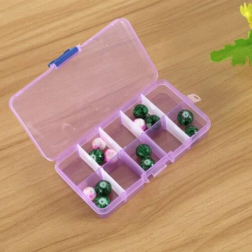 Clear Plastic 10 Slots Adjustable Jewelry Nail Art Rhinestone Empty Storage Box Case Craft Travel Organizer Bead Holder